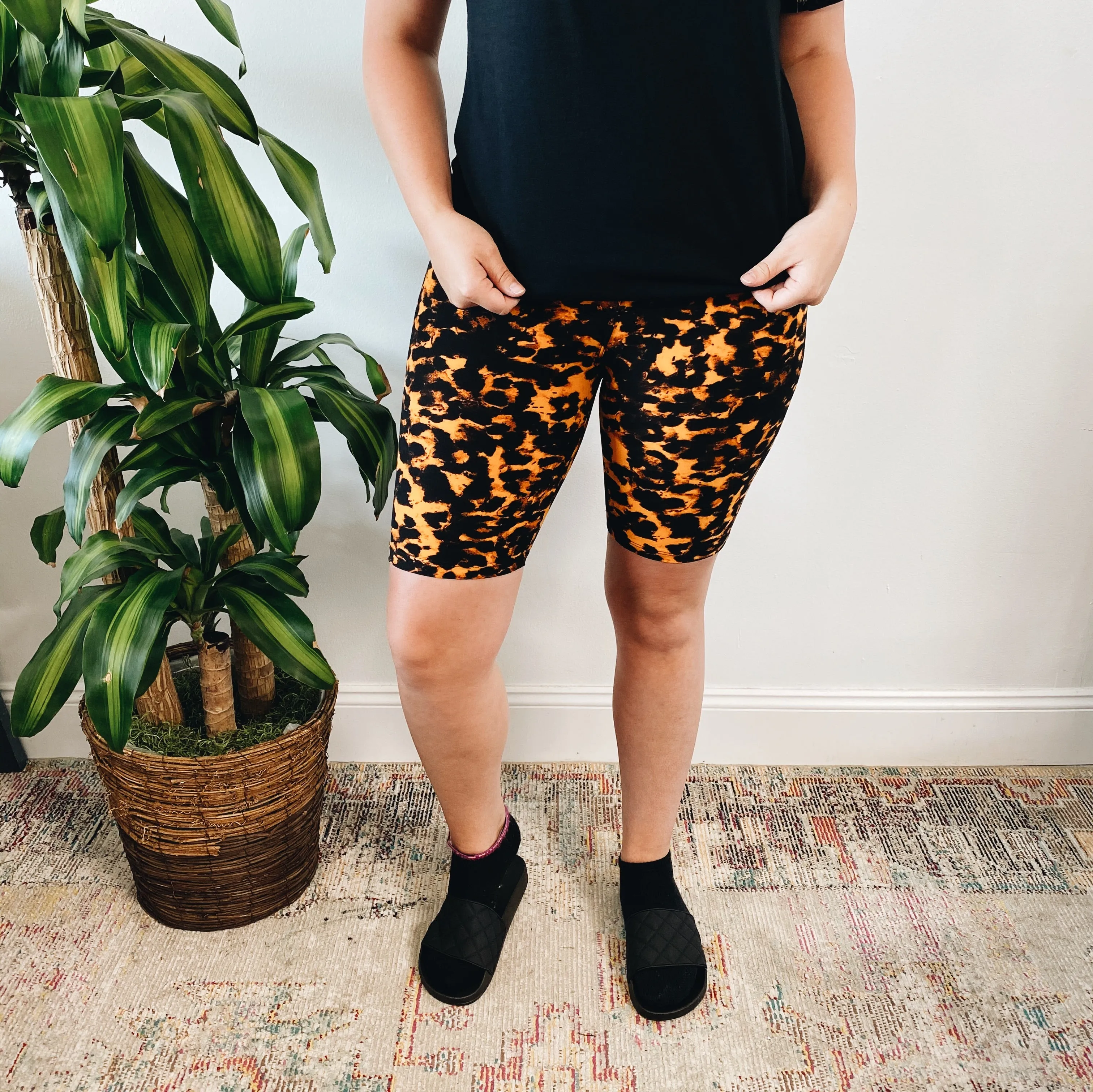 Marbled Cheetah • Brushed Biker Shorts