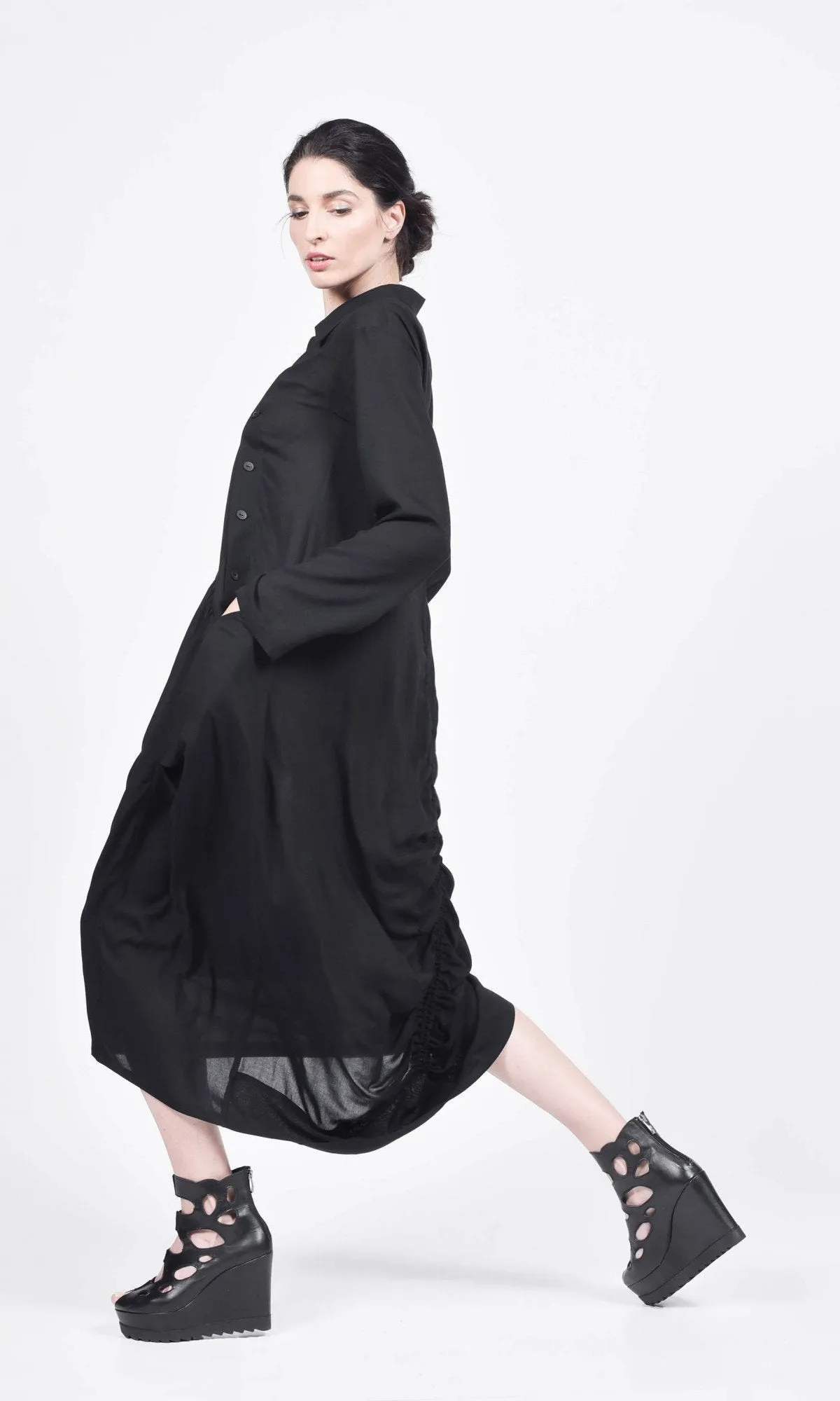 Maxi Shirt Dress with Side Pockets