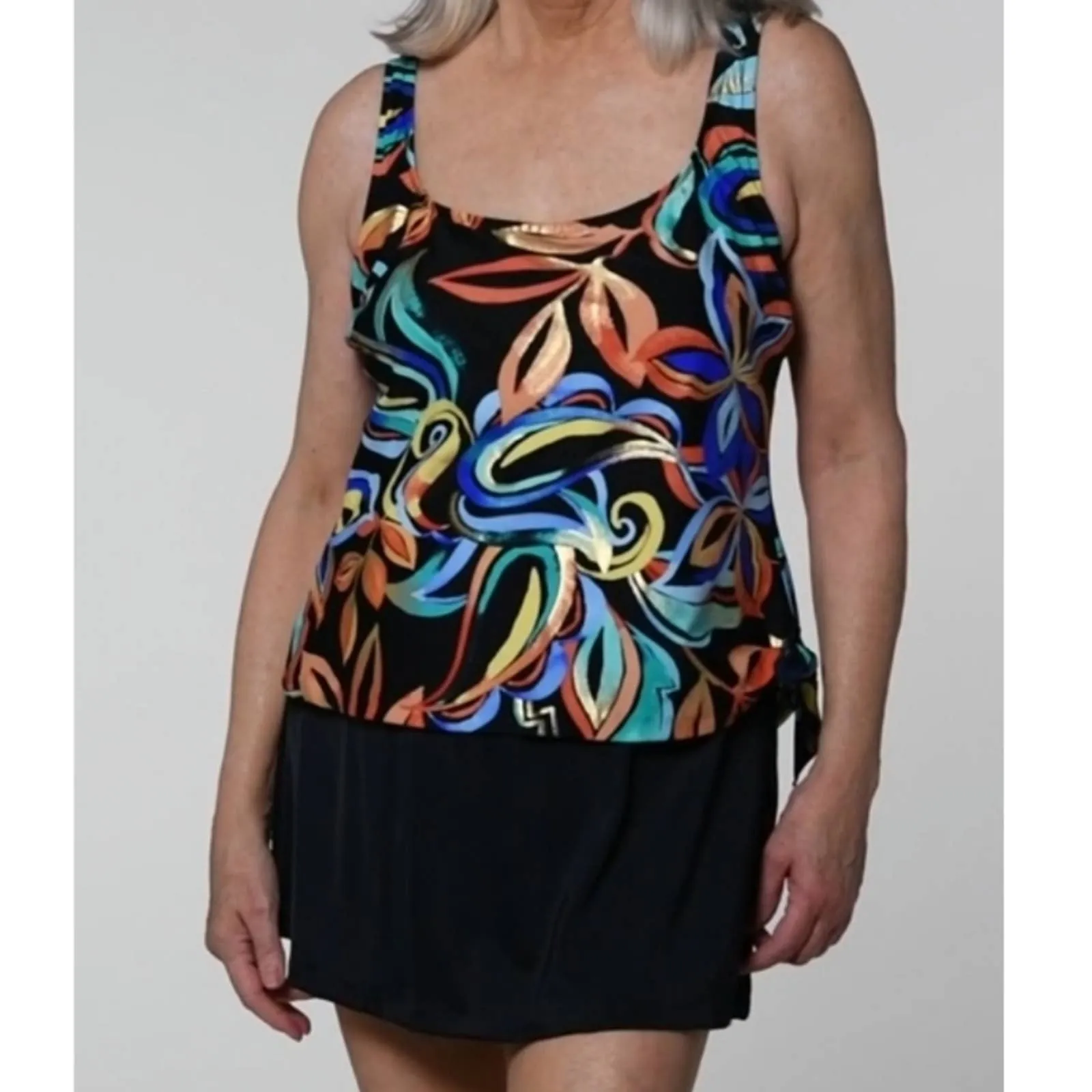 Maxine of Hollywood Watercolor Expressions Faux Skirtini Swim
