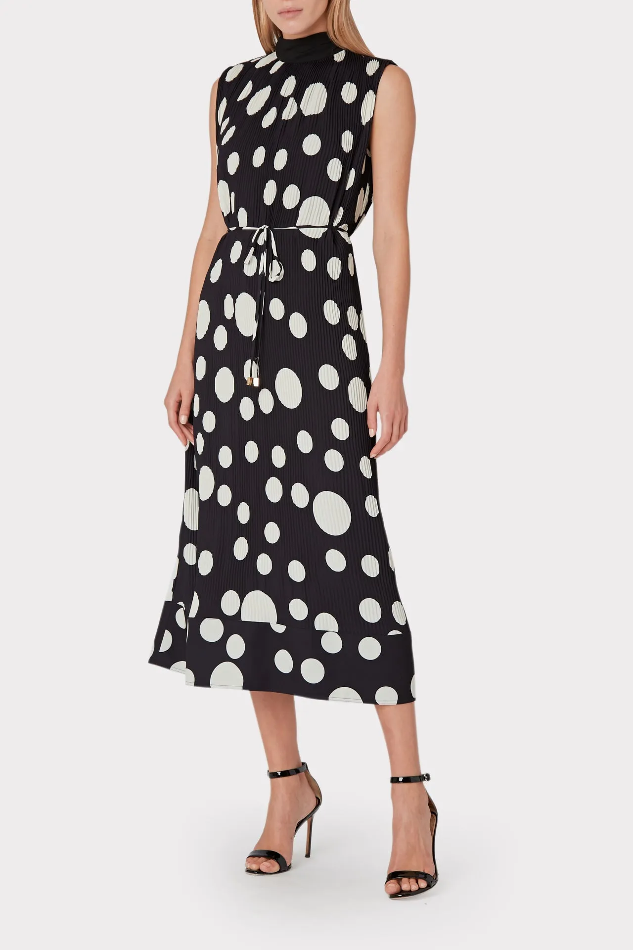 Melina Pleated Dot Dress