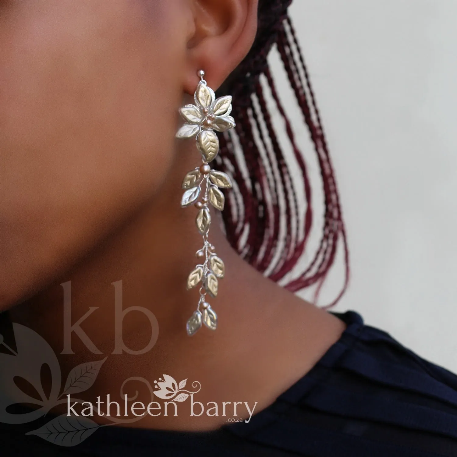 Merike Tier style chandelier leaf earring - Assorted finishes available