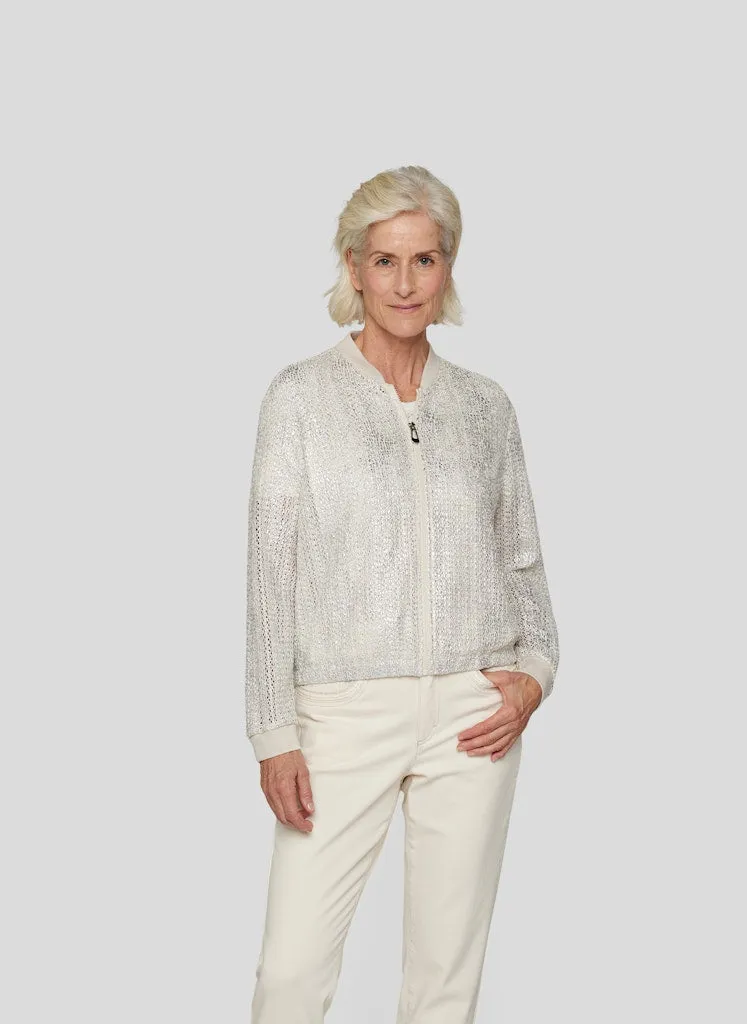 Metallic Bomber Jacket - Ivory