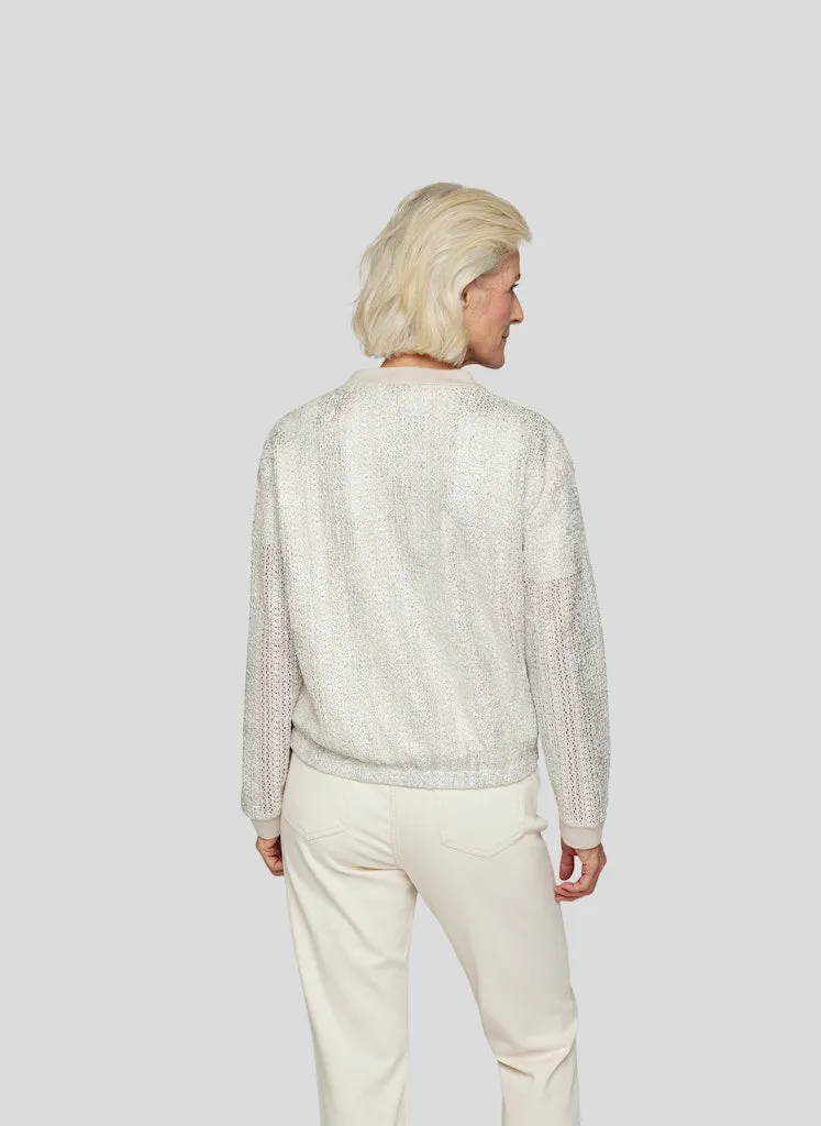 Metallic Bomber Jacket - Ivory