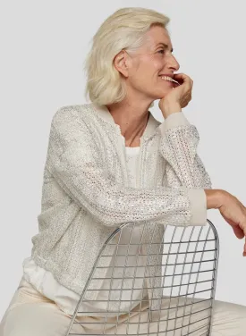 Metallic Bomber Jacket - Ivory