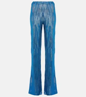 Missoni Jacquard High Waist Wide Leg Pants, Blue
