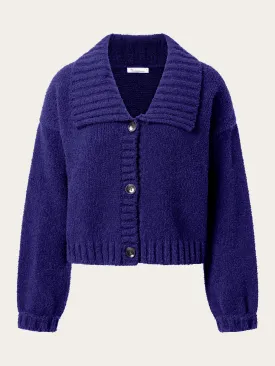 Mouline big collar cardigan - Deep Purple