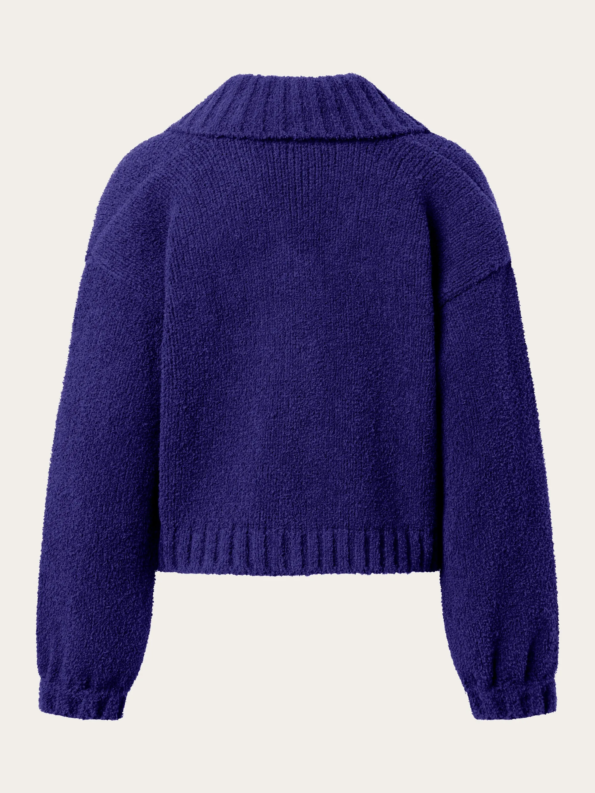 Mouline big collar cardigan - Deep Purple