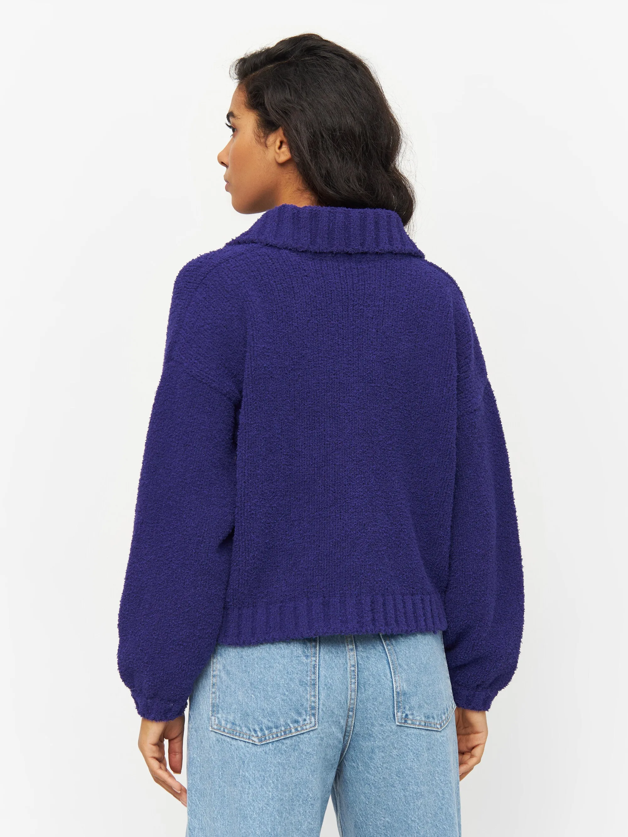 Mouline big collar cardigan - Deep Purple