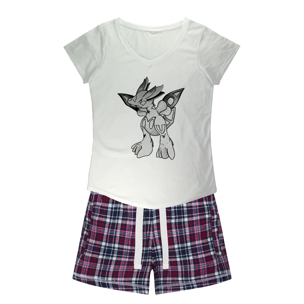 Mycros Women's Sleepy Tee and Flannel Short
