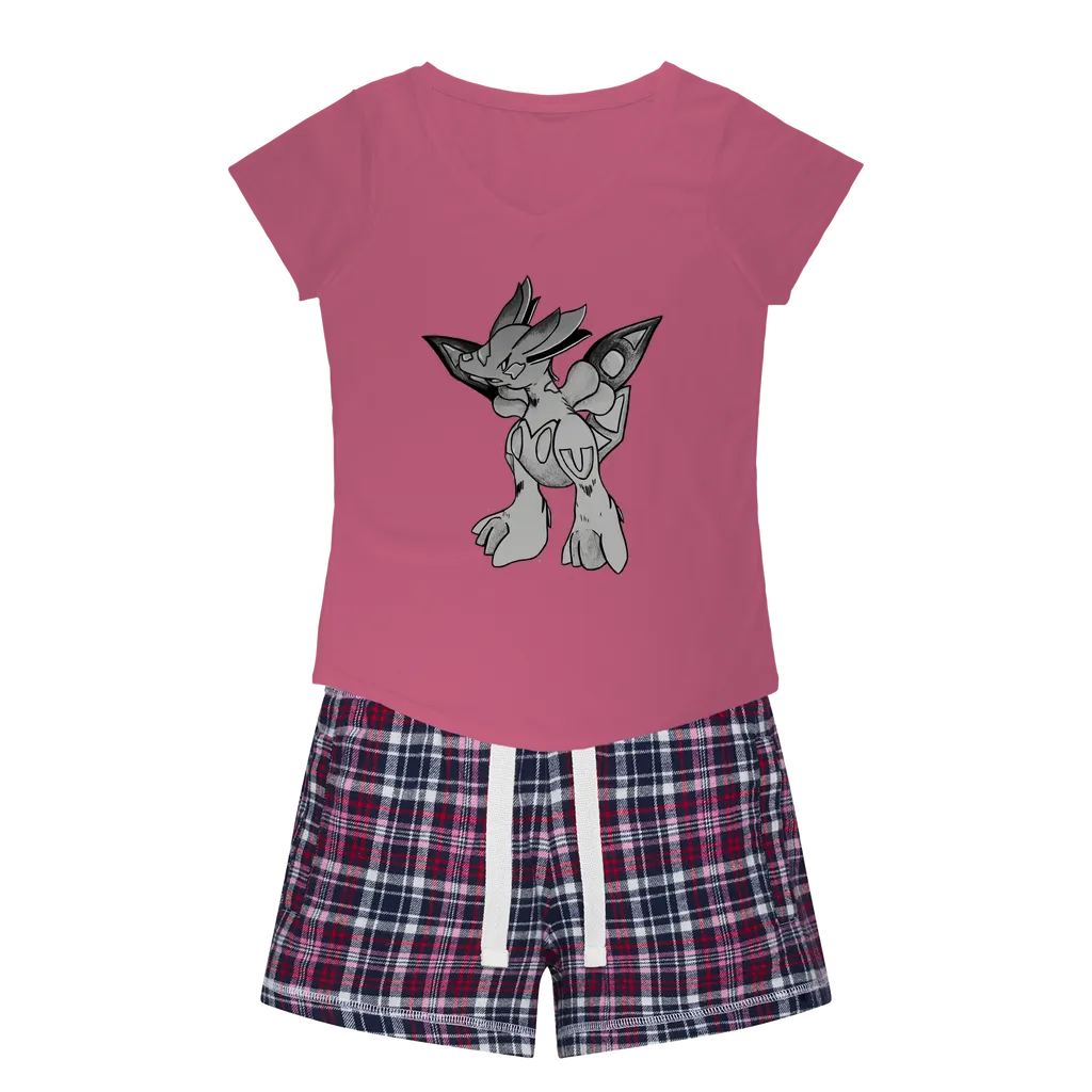 Mycros Women's Sleepy Tee and Flannel Short