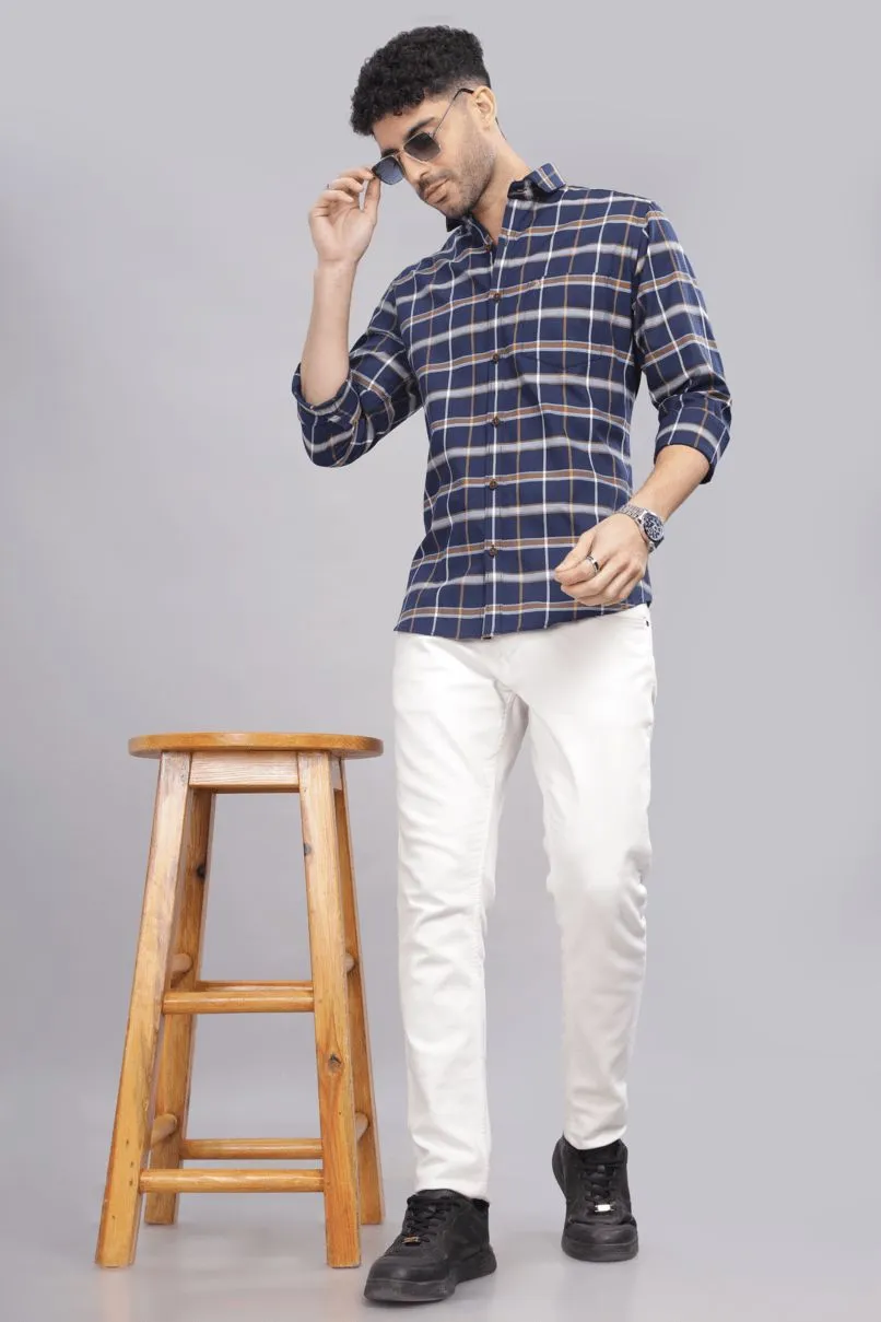 Navy Khaki Checks - Full-Stain Proof