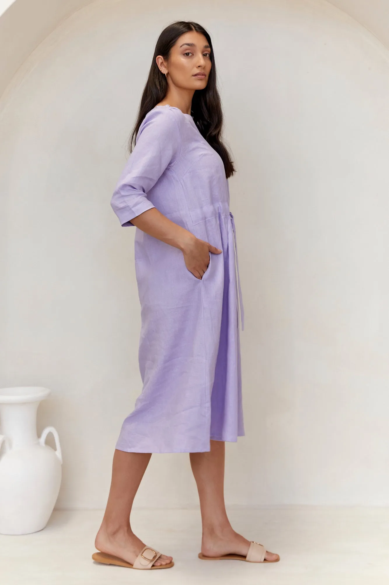 Nelle Linen Dress Lilac