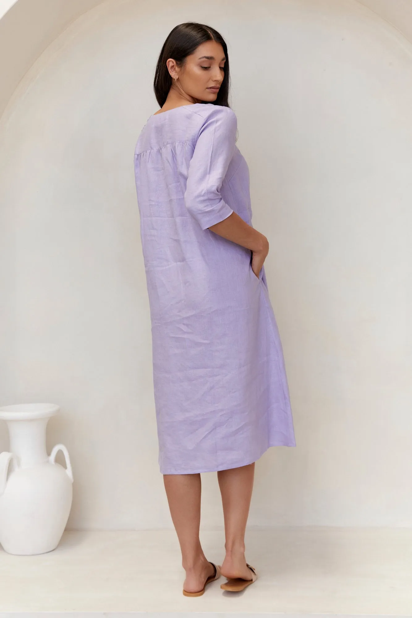 Nelle Linen Dress Lilac
