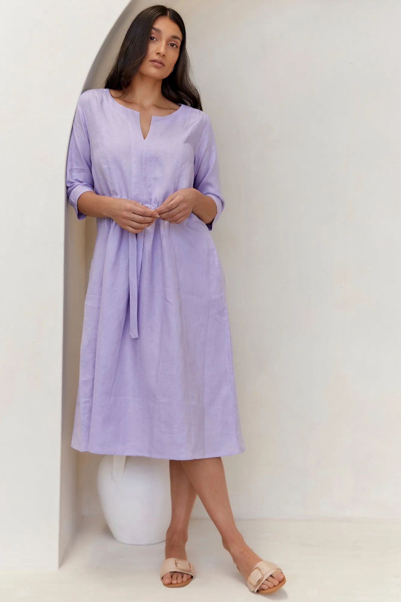Nelle Linen Dress Lilac