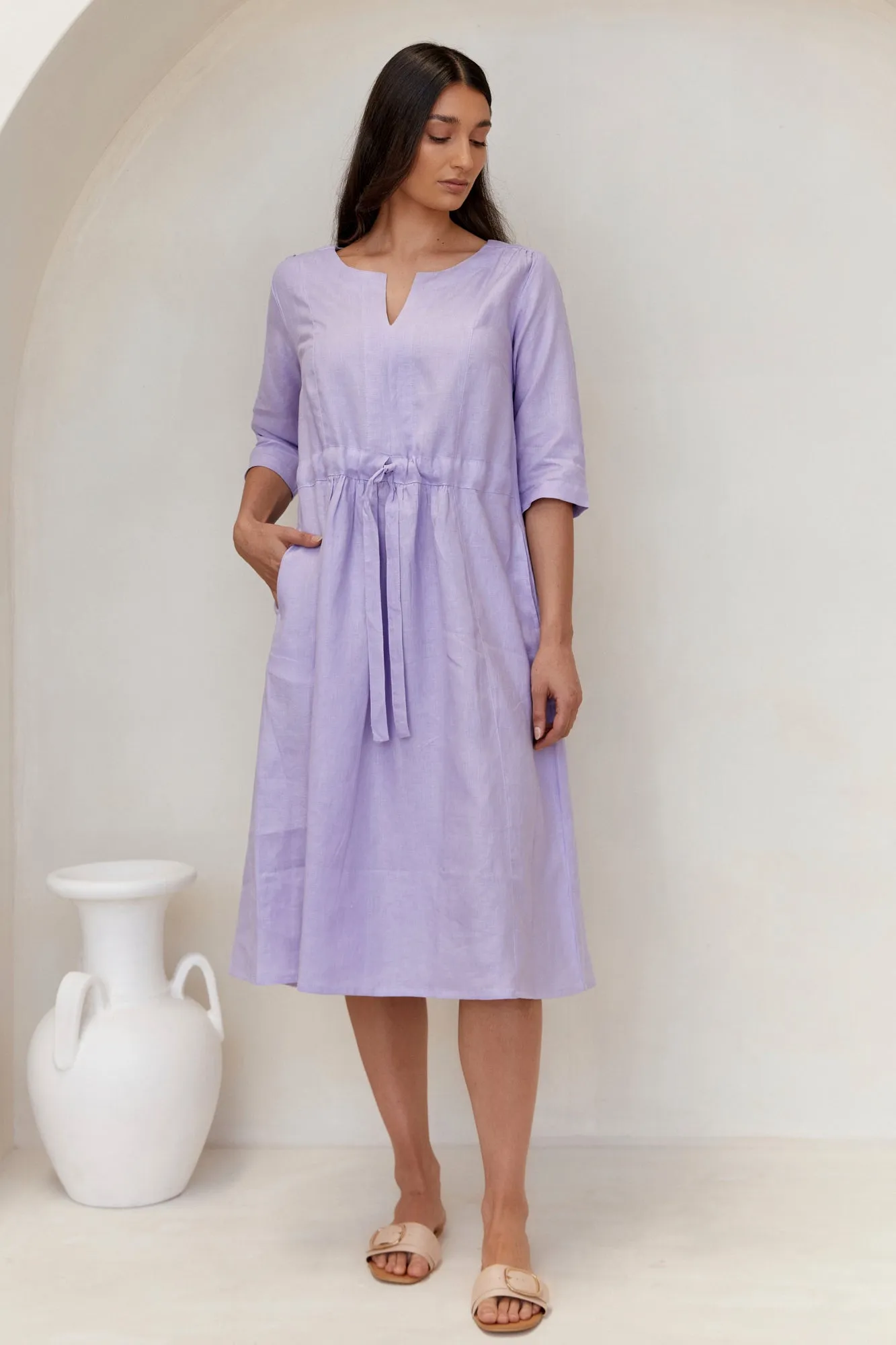 Nelle Linen Dress Lilac