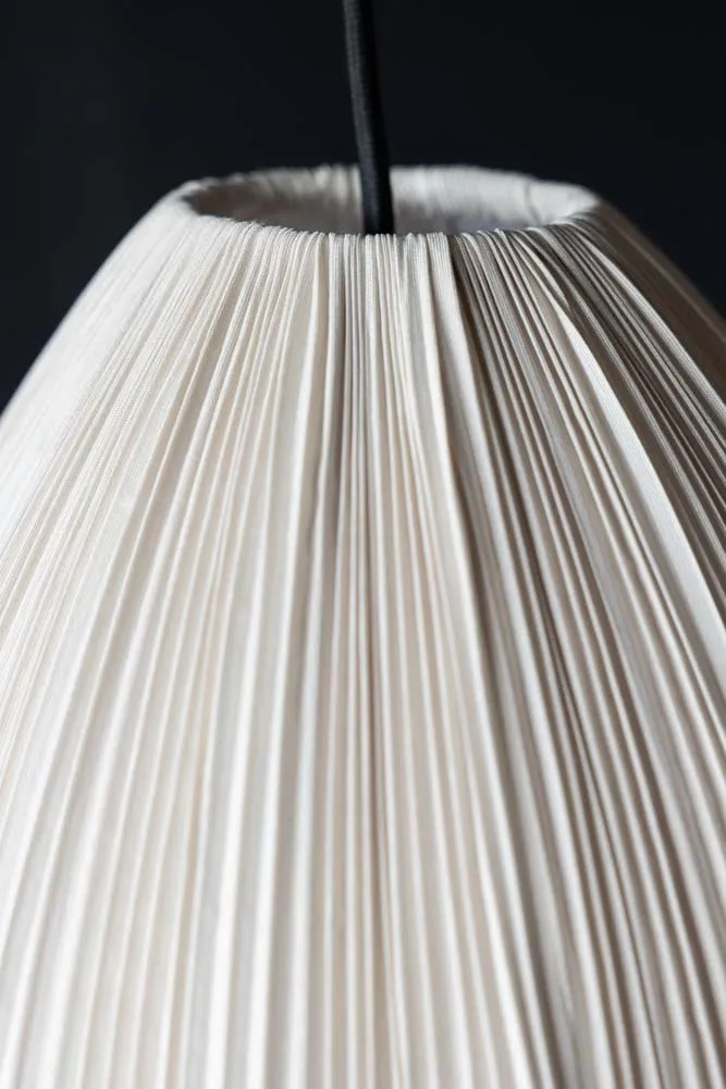 Neutral Pleated Fabric Teardrop Ceiling Light