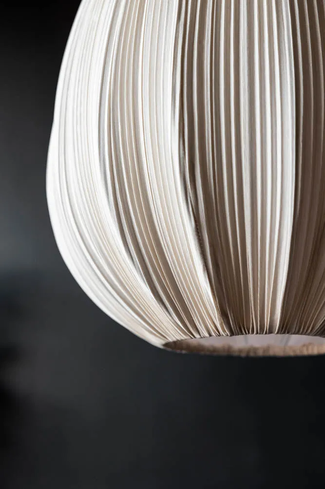 Neutral Pleated Fabric Teardrop Ceiling Light