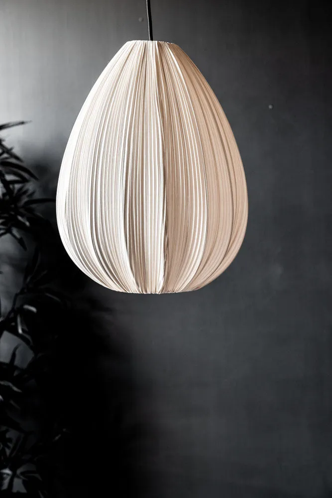 Neutral Pleated Fabric Teardrop Ceiling Light
