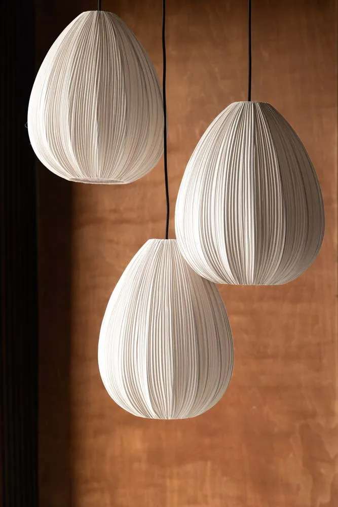Neutral Pleated Fabric Teardrop Ceiling Light