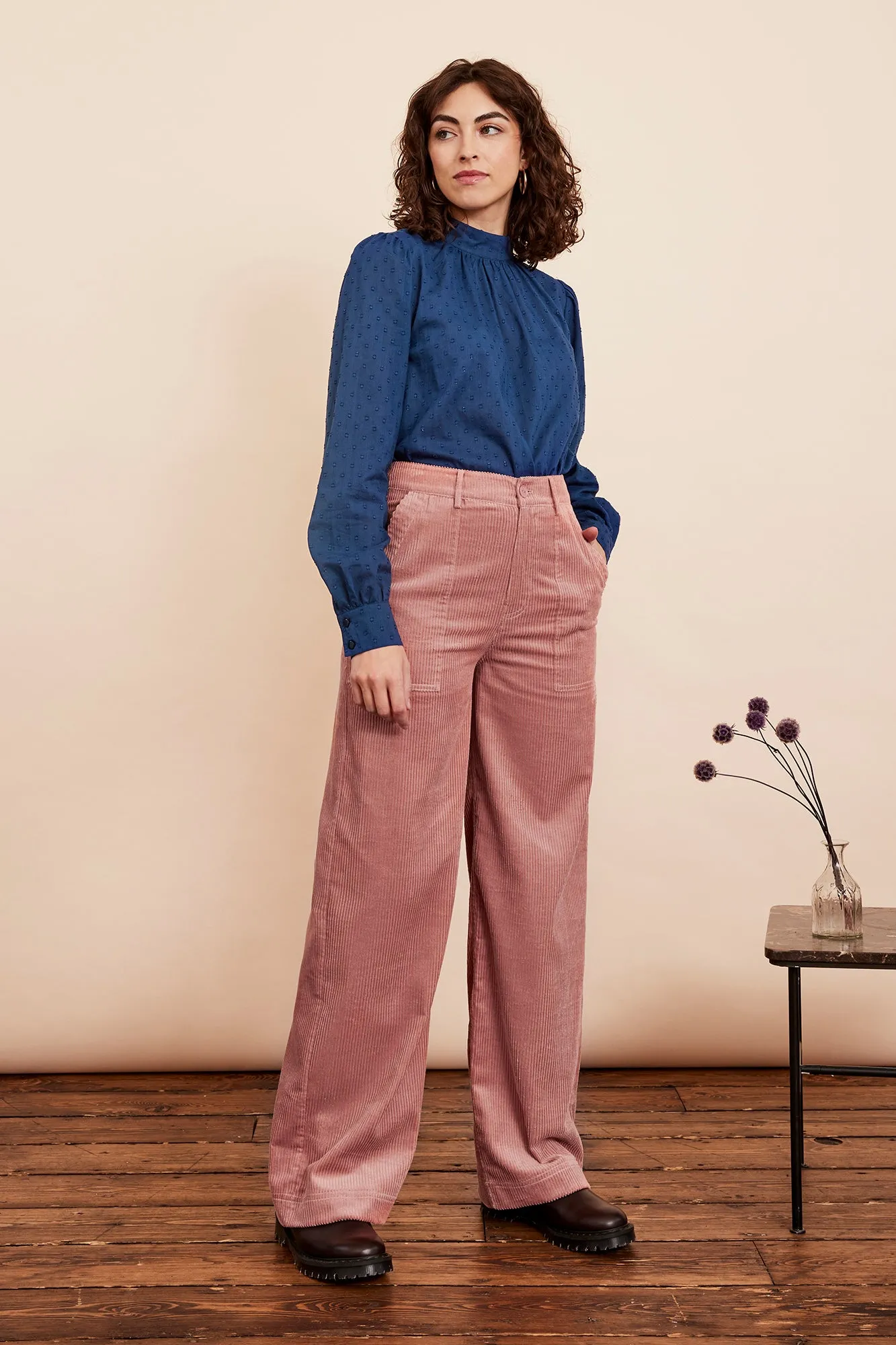 Nora Chunky Cord Dusty Pink Trouser
