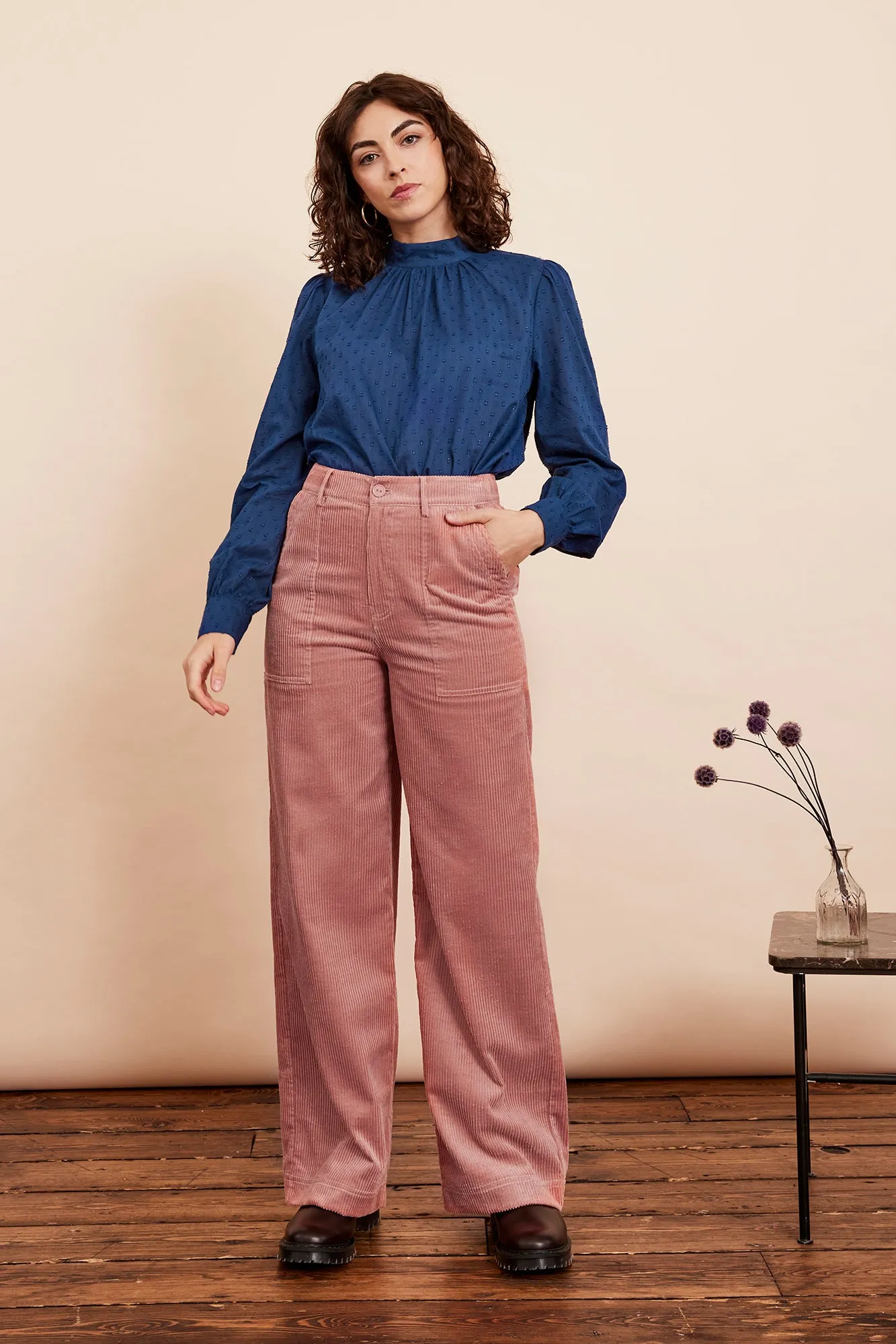 Nora Chunky Cord Dusty Pink Trouser