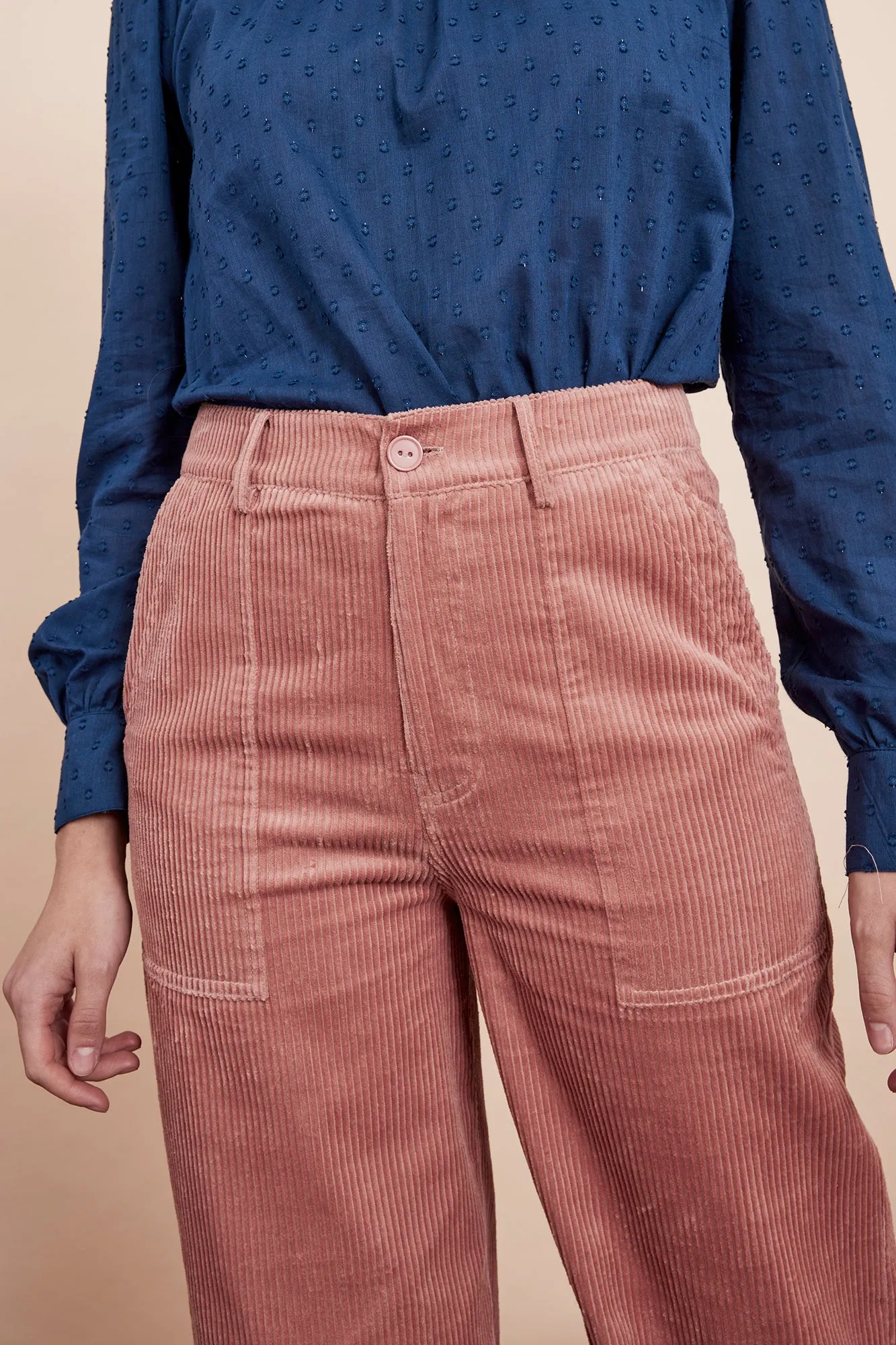 Nora Chunky Cord Dusty Pink Trouser