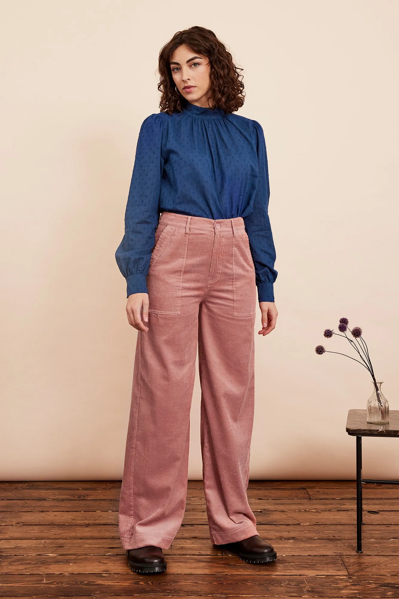 Nora Chunky Cord Dusty Pink Trouser