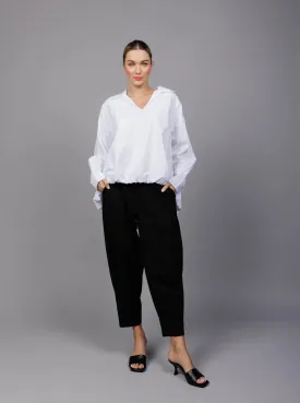 Paolo Tricot, SM5557 Collared Pull On Blouson Shirt White