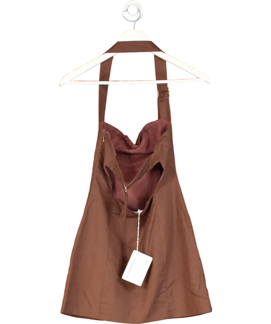 Peppermayo Brown Juliana Linen Mini Dress UK 6