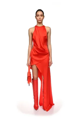 PF24DK17DA Draped wrapped asymmetric dress