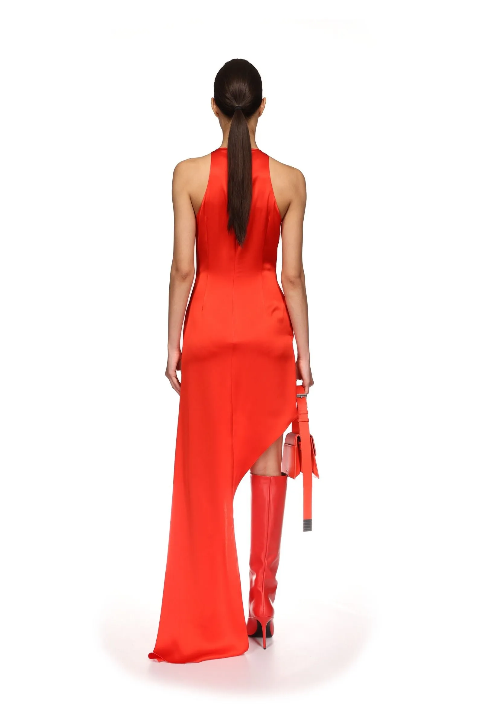 PF24DK17DA Draped wrapped asymmetric dress