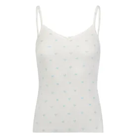 Polkadot Blue Hearts Print PATTI CAMISOLE w Cluny Lace