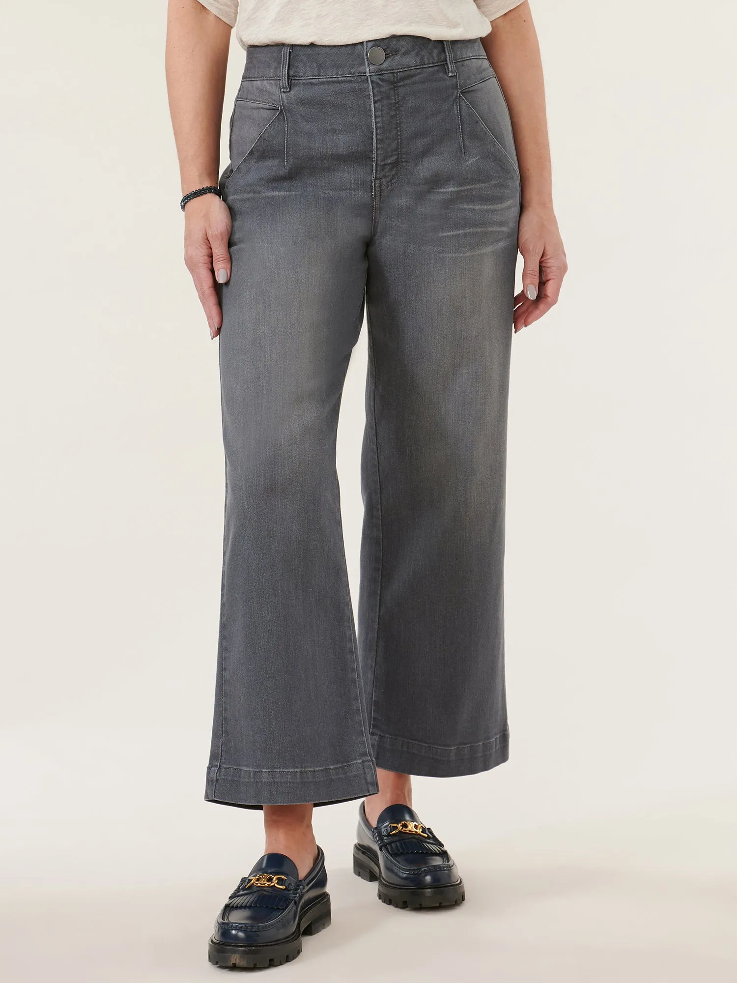 "Ab"solution® Skyrise Grey Vintage Wide Leg Petite Jeans
