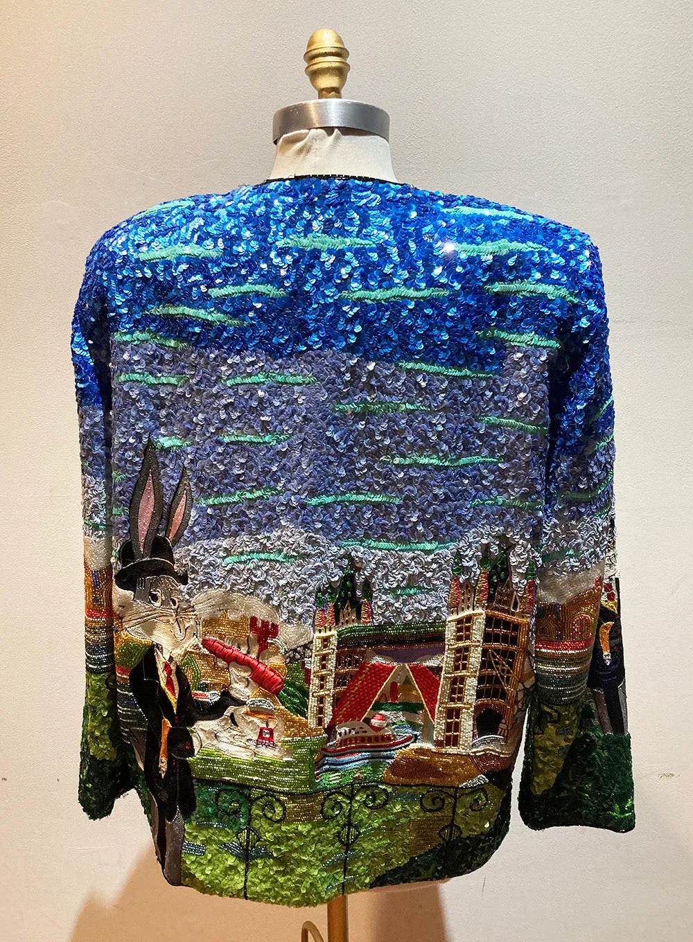 RARE Vintage Jeanette Kastenberg Beaded Sequin Bugs Bunny Jacket c1990s