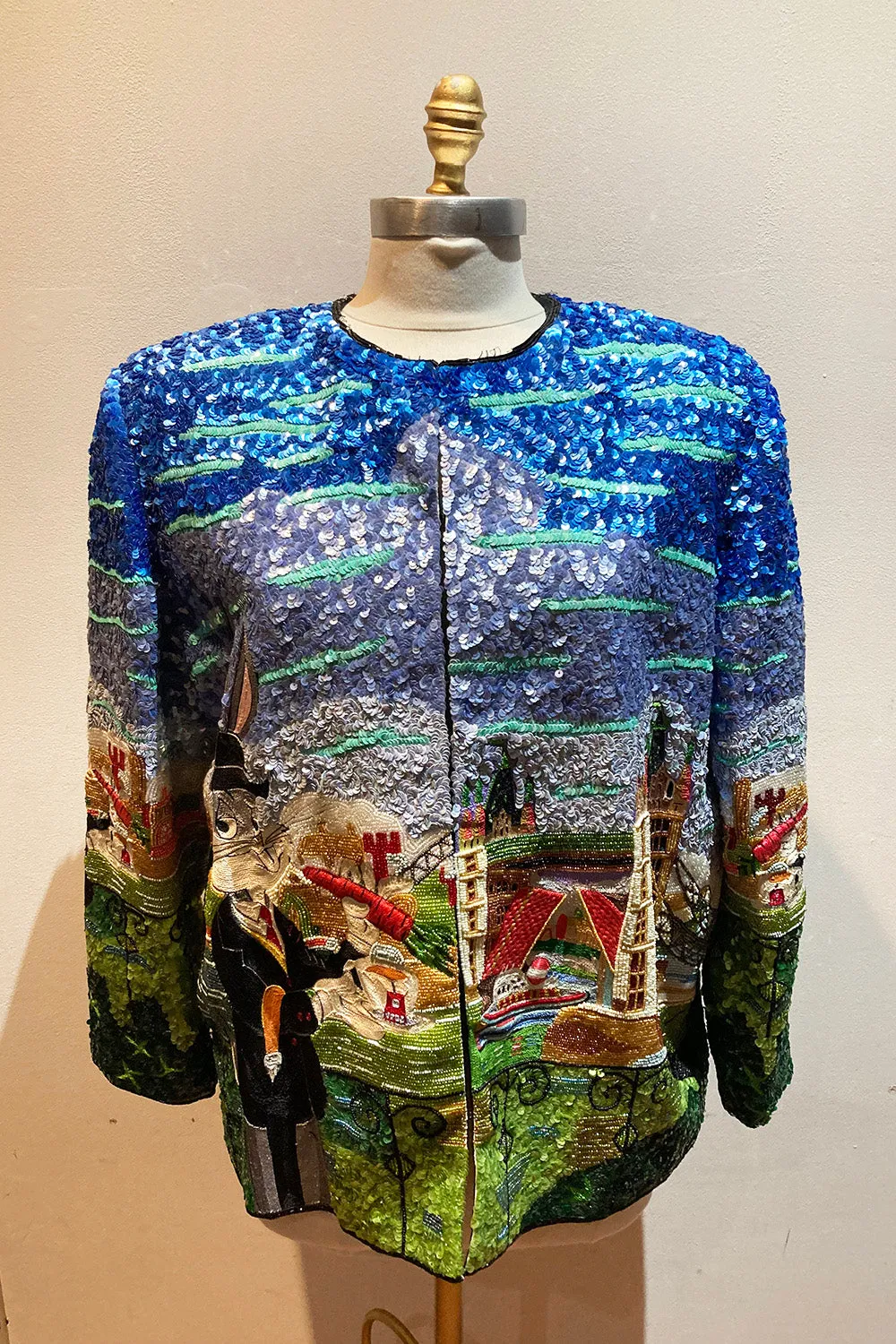 RARE Vintage Jeanette Kastenberg Beaded Sequin Bugs Bunny Jacket c1990s