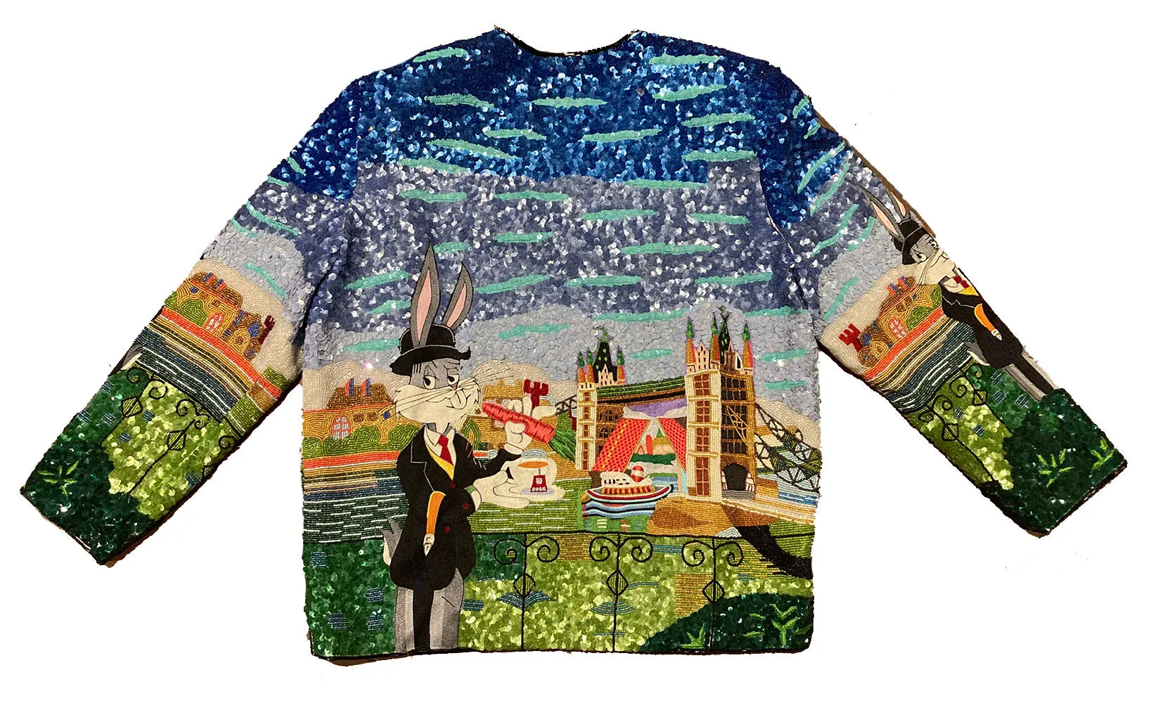 RARE Vintage Jeanette Kastenberg Beaded Sequin Bugs Bunny Jacket c1990s