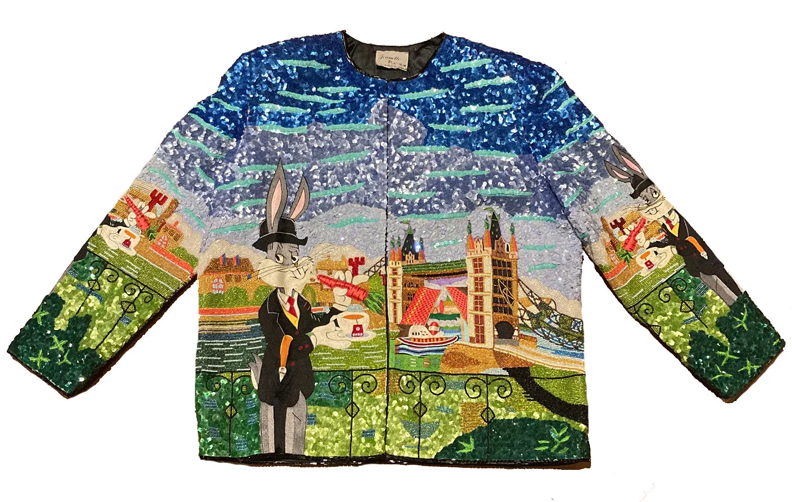 RARE Vintage Jeanette Kastenberg Beaded Sequin Bugs Bunny Jacket c1990s