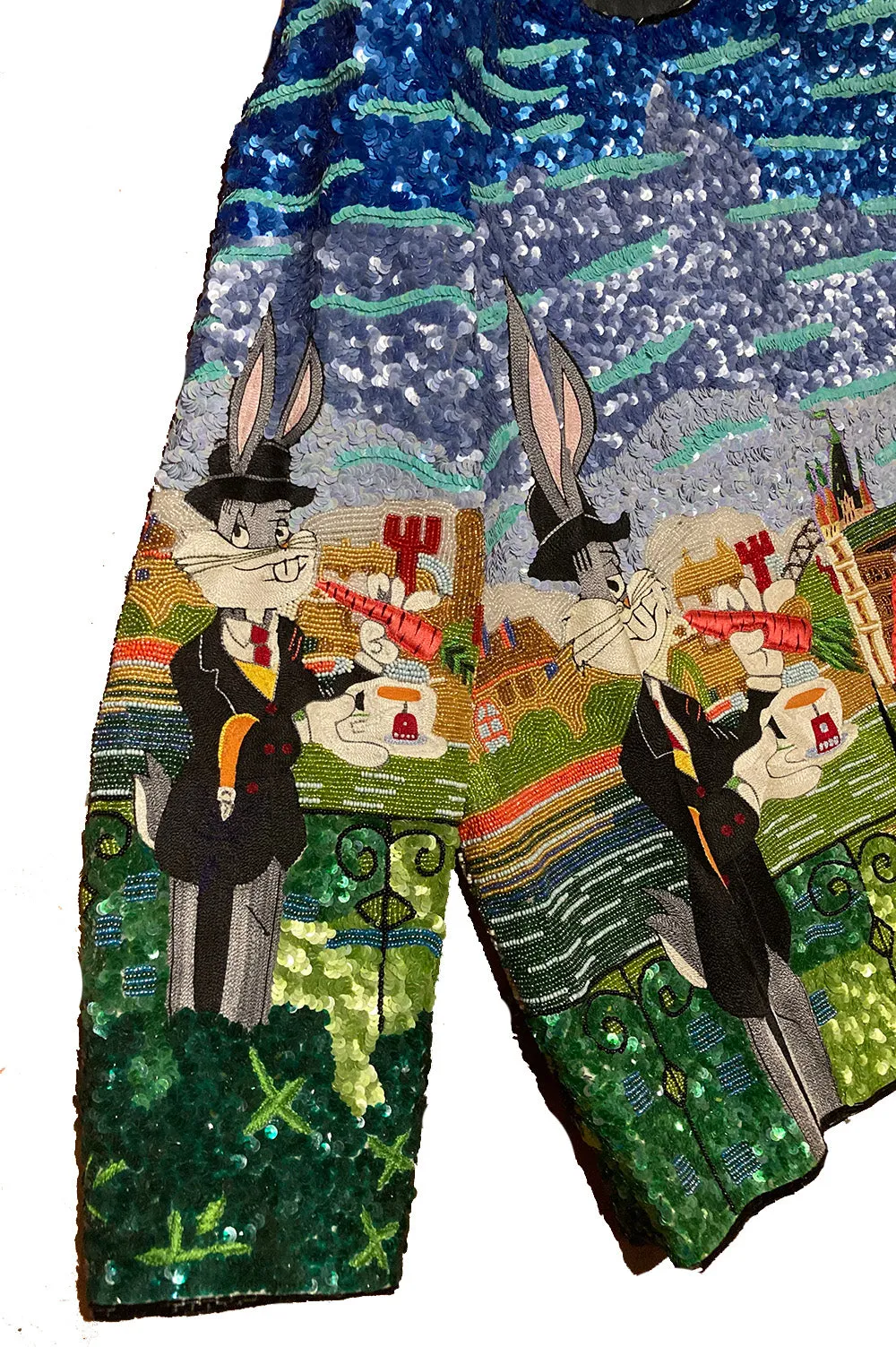 RARE Vintage Jeanette Kastenberg Beaded Sequin Bugs Bunny Jacket c1990s