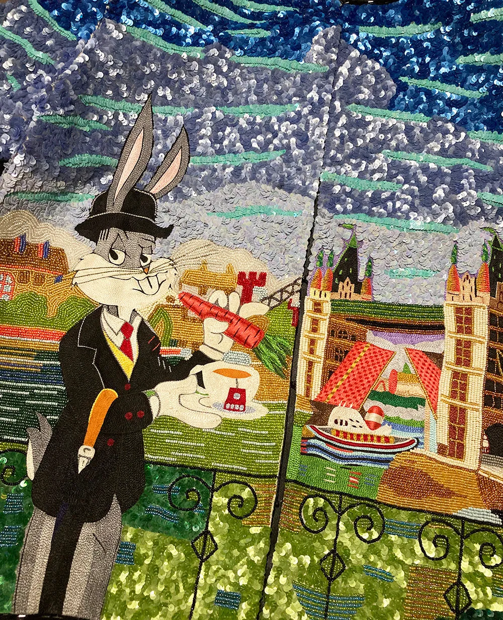 RARE Vintage Jeanette Kastenberg Beaded Sequin Bugs Bunny Jacket c1990s