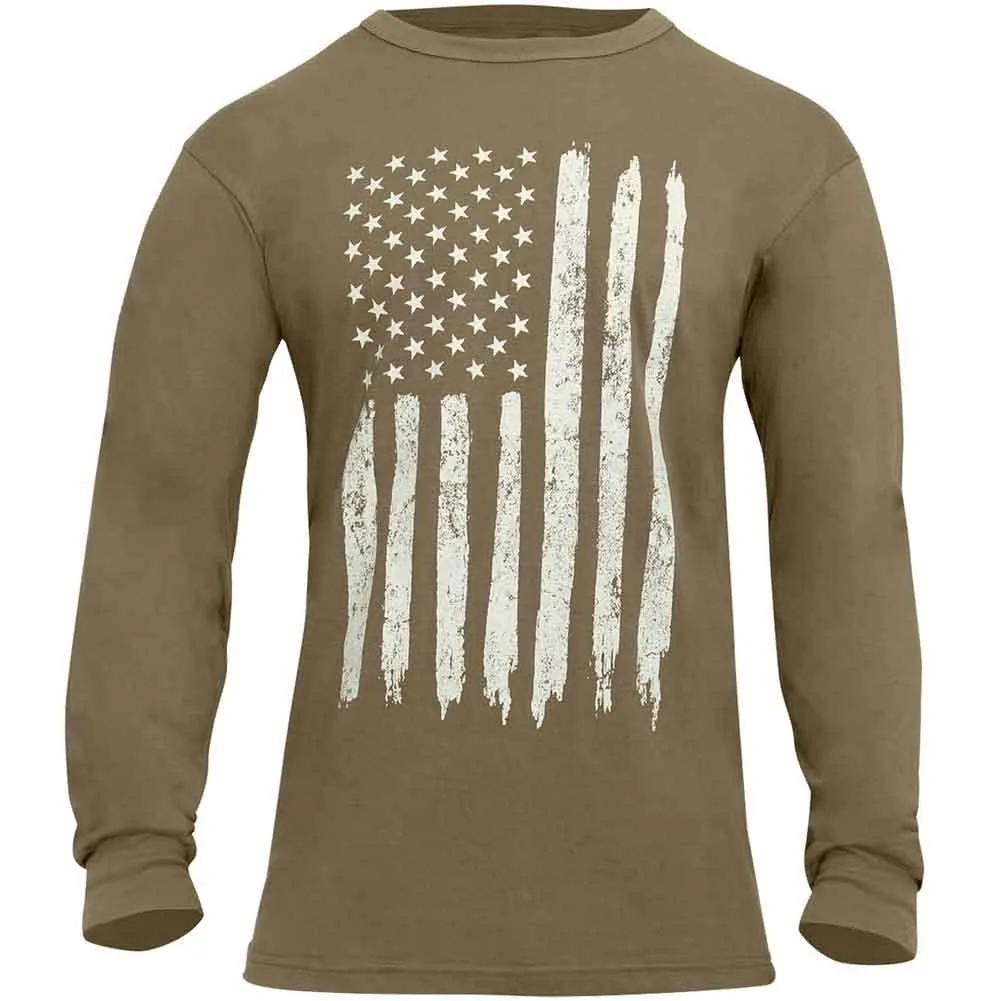 Rothco Mens Distressed US Flag Long Sleeve Shirt
