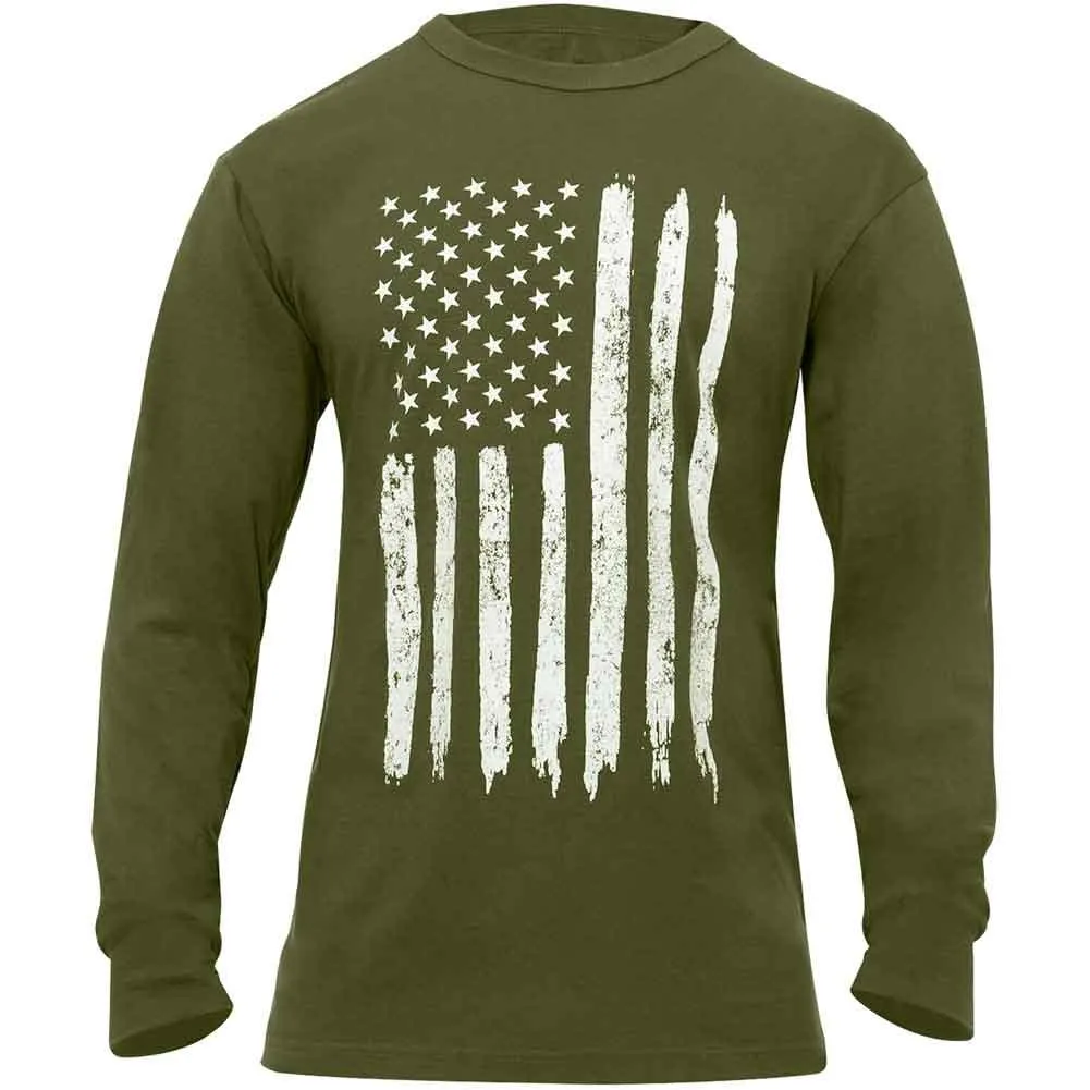 Rothco Mens Distressed US Flag Long Sleeve Shirt