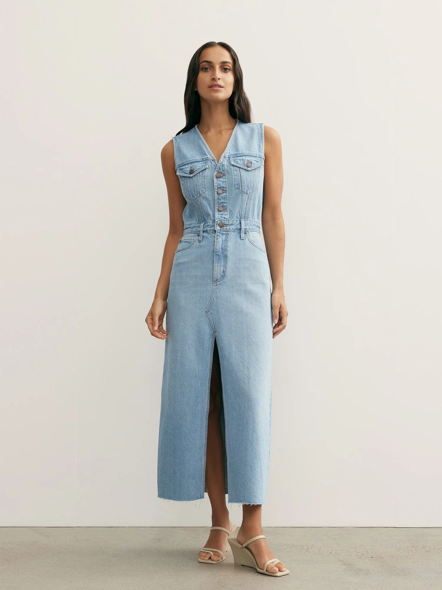 Roxanne Maxi Dress Saunter | Linen Denim