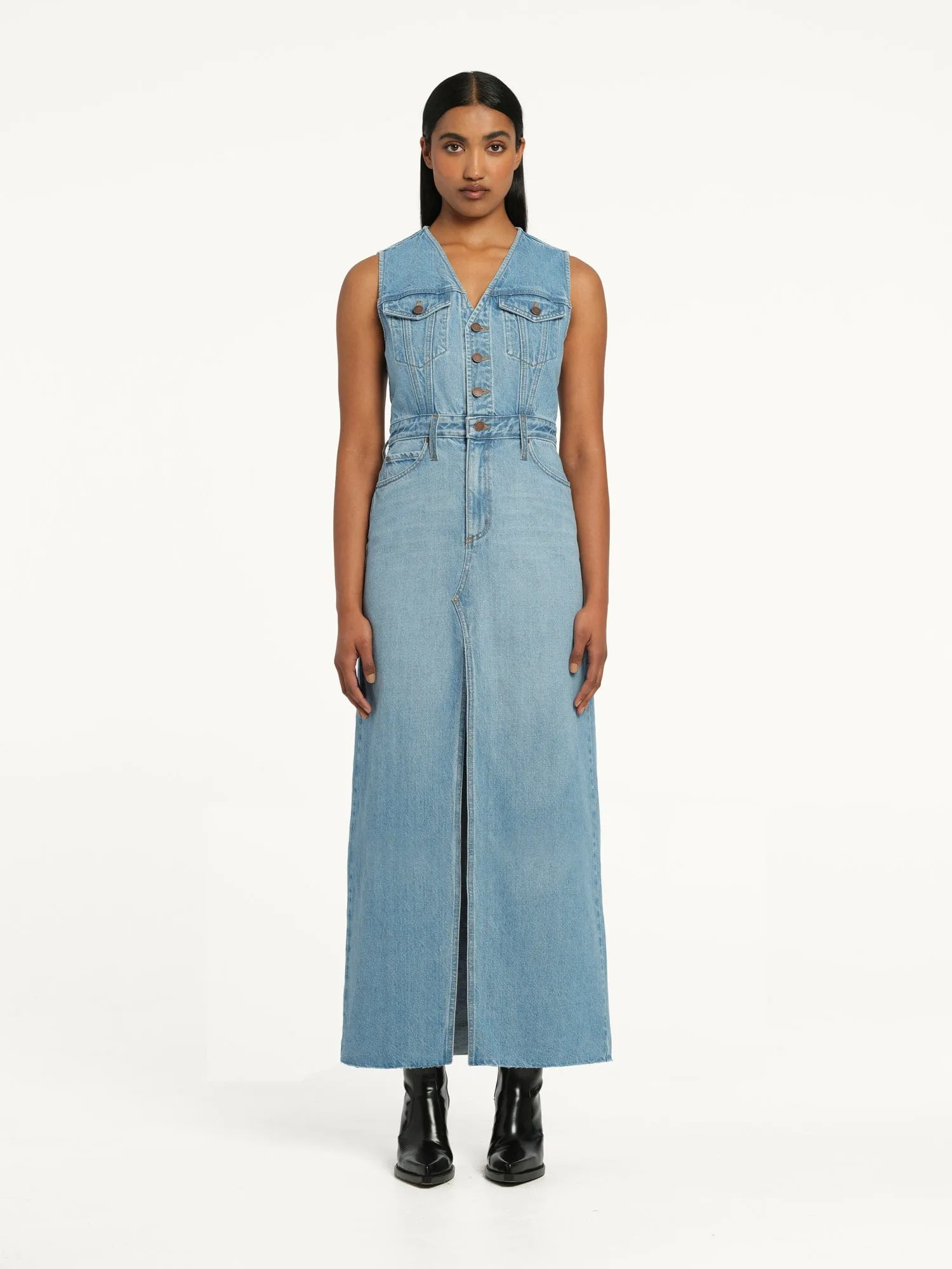 Roxanne Maxi Dress Saunter | Linen Denim