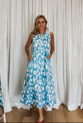 Rue Dress - Blue Leopard