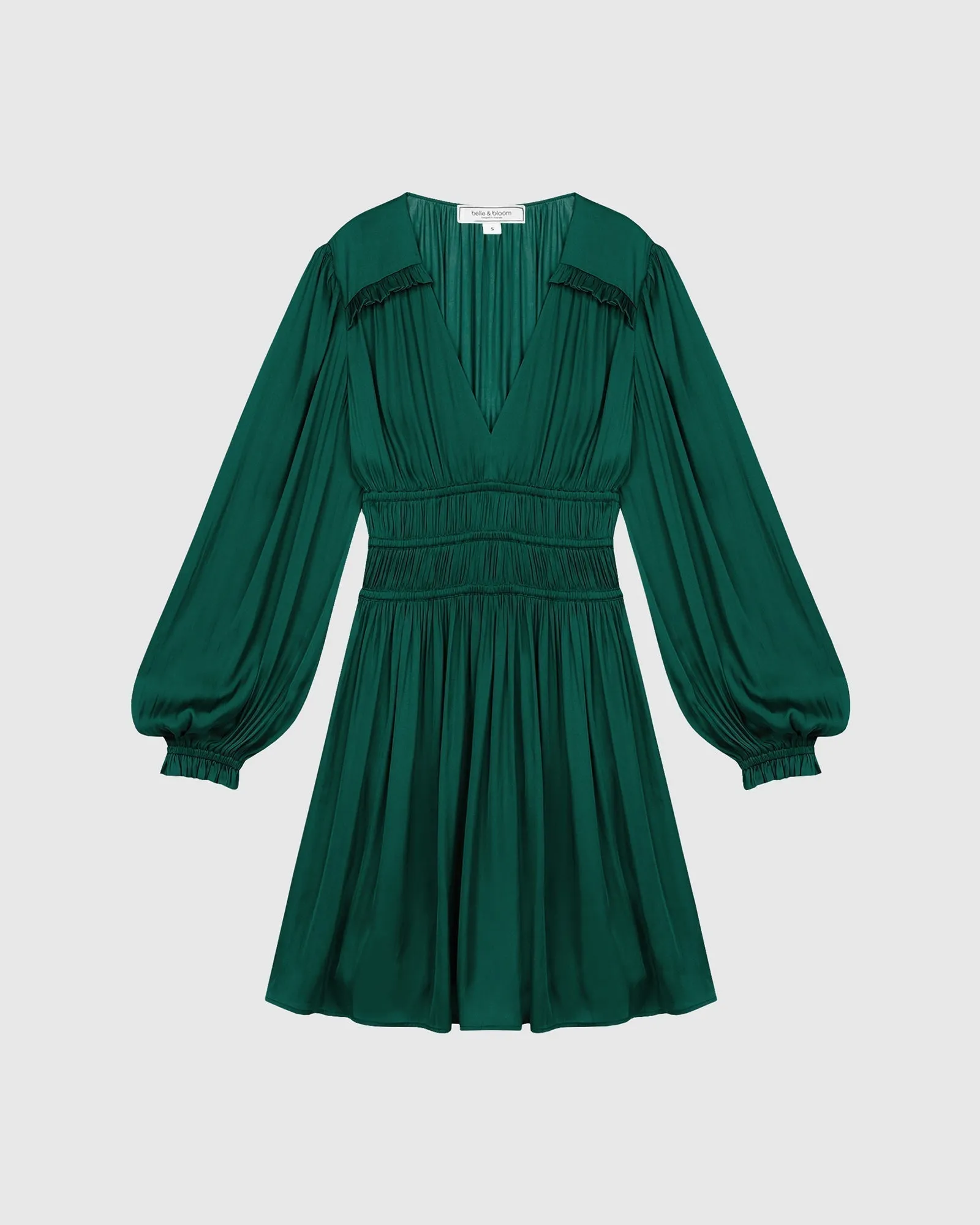 Shine Bright Ruched Mini Dress - Dark Green