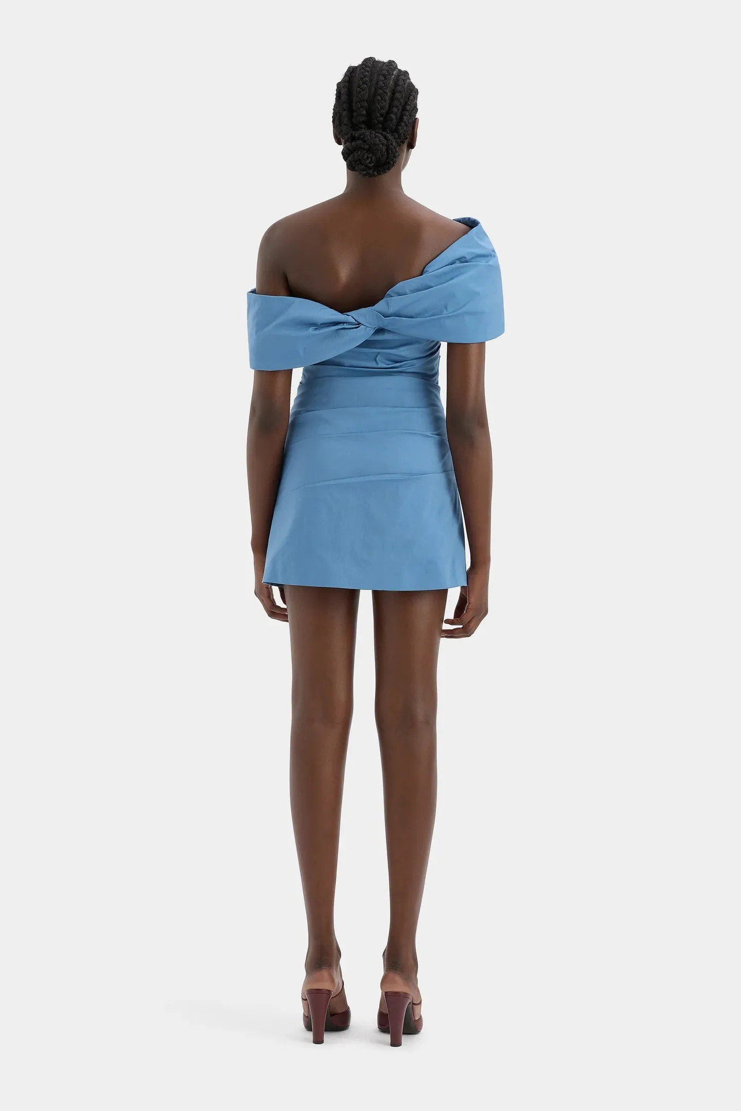 SIR. Jones Off Shoulder Mini Dress - Washed Blue