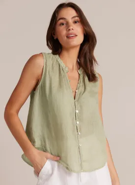 Sleeveless Shirred Shoulder Blouse - Pale Palm