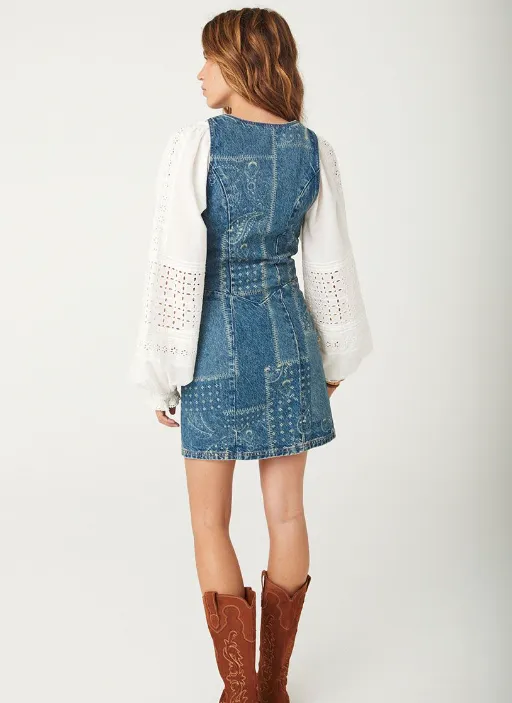 Spell Road Trip Denim Vest Dress - Bandana