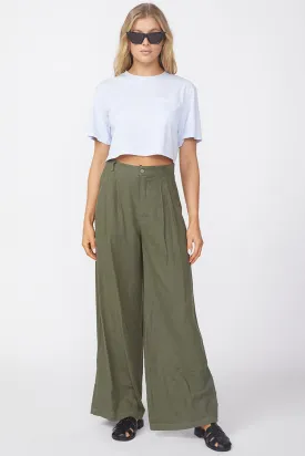 Stateside Linen Wide Leg Trouser in Fern