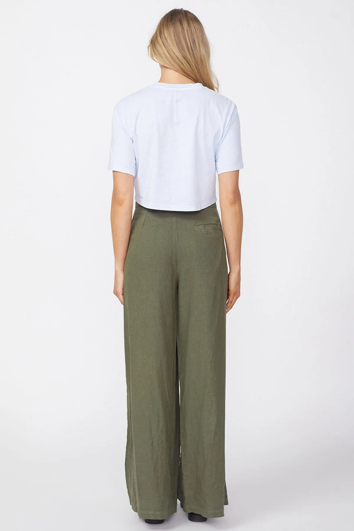 Stateside Linen Wide Leg Trouser in Fern